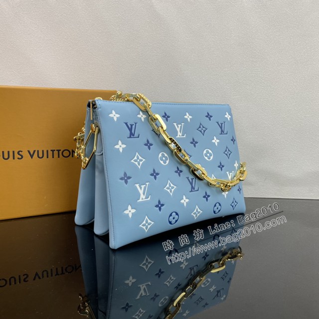 Lv路易威登2023專櫃新款Coussin小號手袋 LV羊皮粗鏈條單肩斜挎包 M22953 ydh5251